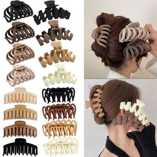 Korean Neutral Coffee Large Claw Clips for Thick Hair Access