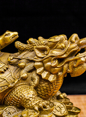 铜子母龙龟摆件金钱龟龙头龟家居店铺办公室装饰铜工艺品摆件