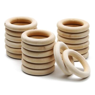 Unfinished Solid Natural Wooden Teething Ring Wood Lead-Free