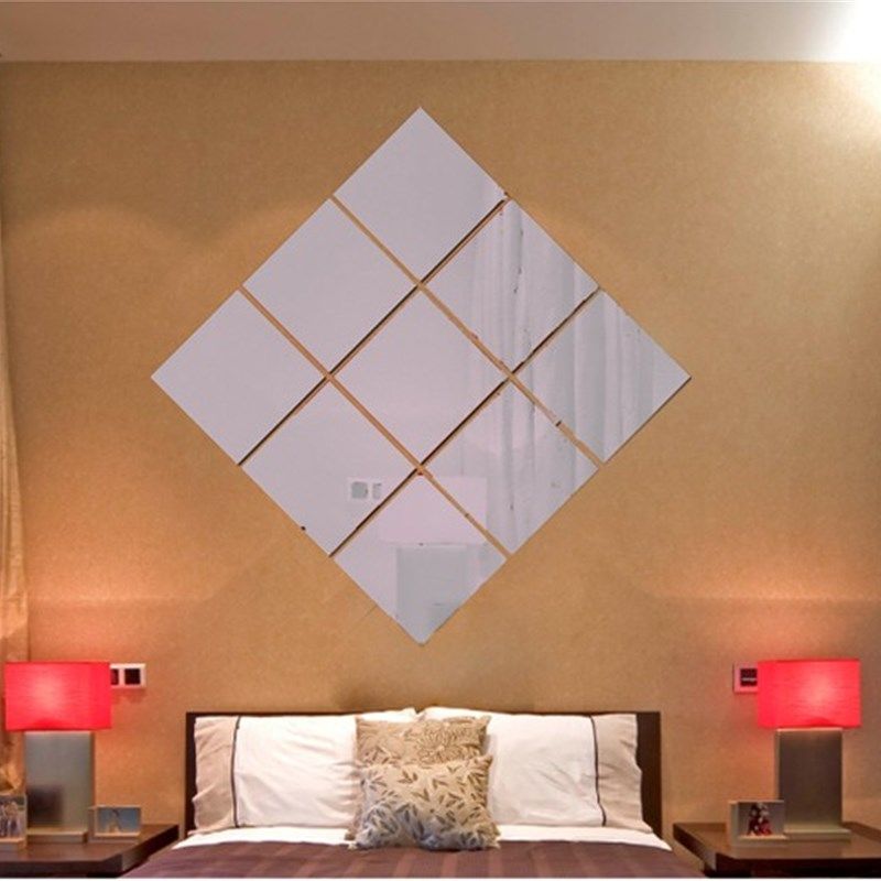 DIY软镜子贴创意方块镜面墙贴客厅卧室家居装饰墙贴反光镜子贴纸,家居饰品,淘宝优惠券,粉丝福利购,淘宝优惠卷