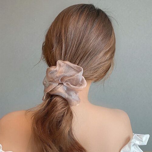 Summer Solid Organza Scrunchie Hair Bands Women Girls Elegan