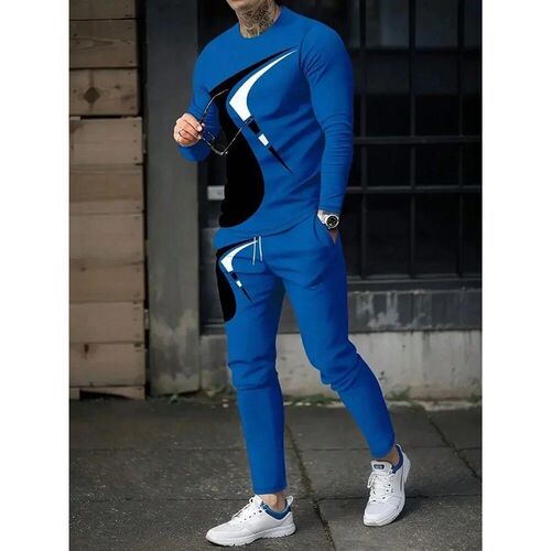 Simple Geometric Print Mens Fall Fashion Casual Crew-neck o