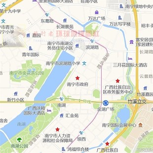 超大巨幅 南宁市区地图订制 城市城区海报2023新版装饰画芯