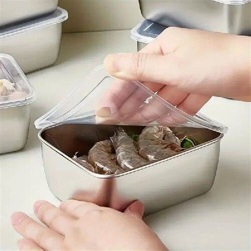 2Pcs/4Pcs Fresh-Keeping Box Square Plate Stainless Steel
