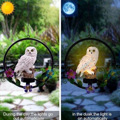 Solar Owl LED Light for Outdoor Garden, Waterproof LED Lamp,
