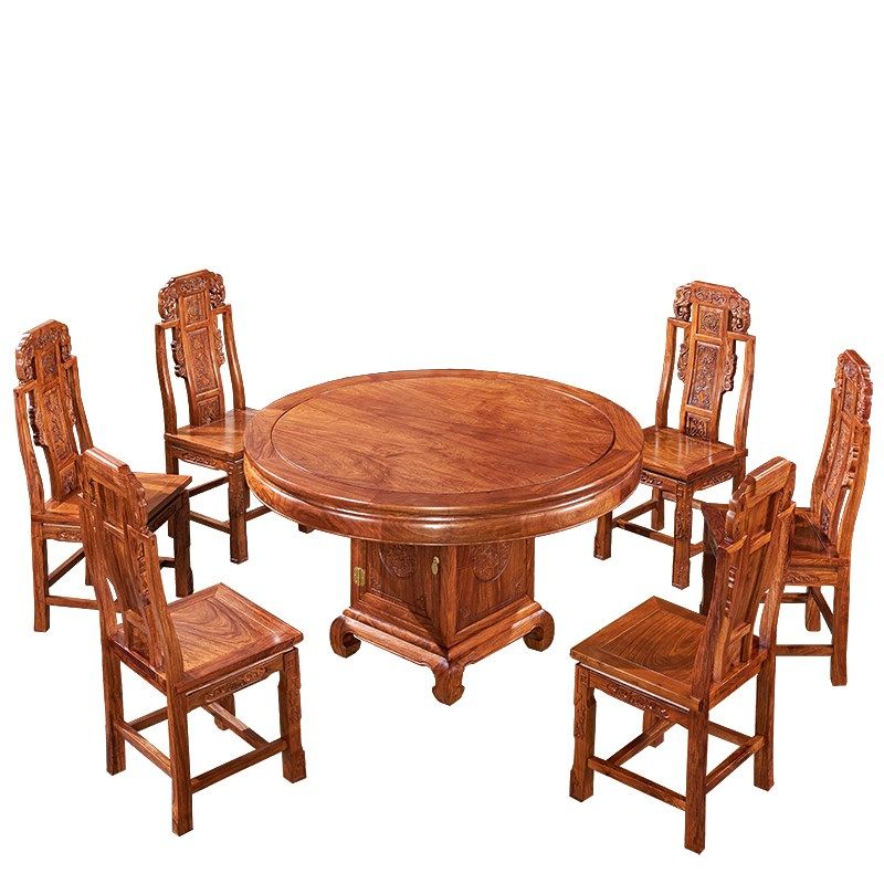 花梨木餐桌 红木圆餐桌家用饭桌刺猬紫檀餐台实木餐桌椅 圆台,住宅家具,红木餐桌,淘宝优惠券,粉丝福利购,淘宝优惠卷