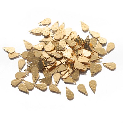 100pcs Wholesale Raw Brass Hammered Tiny Waterdrop Charms fo