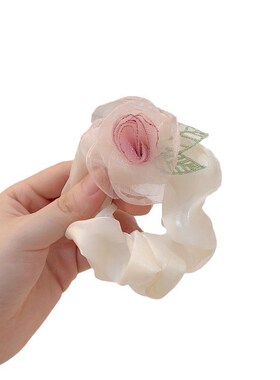 Mesh Camellia Flower Elastic Hair Band for Women Stylish Pon