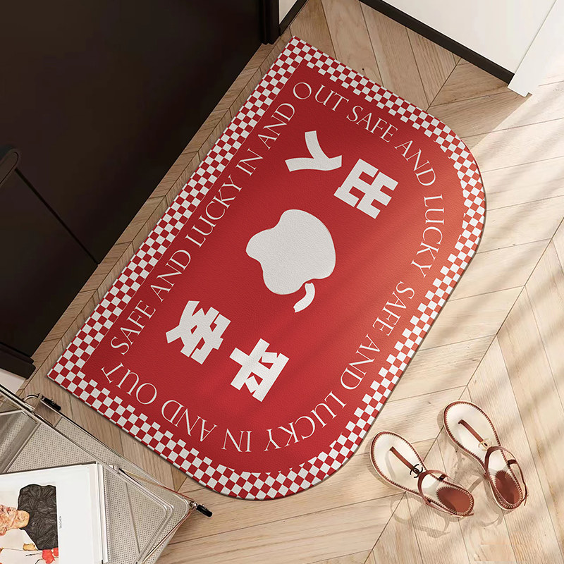 喜庆红色门垫家用防滑大门口入户门地垫皮革pvc可擦脚踏垫玄关毯,居家布艺,入户地垫,淘宝优惠券,粉丝福利购,淘宝优惠卷