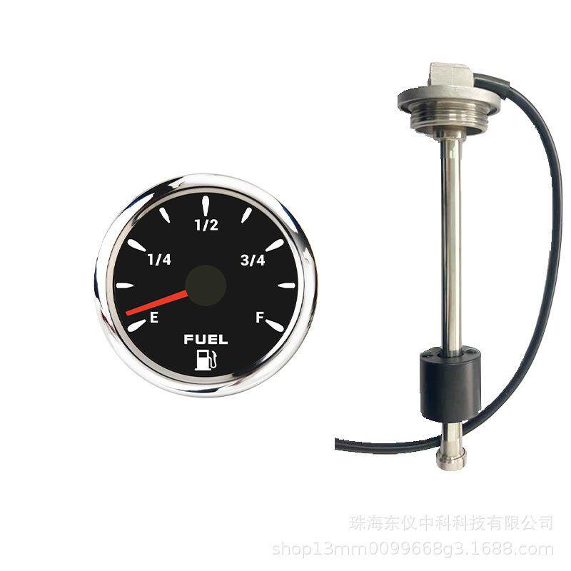 52mm改装油量表油位计量汽车货车船12/24V阻值可调油浮子不锈钢