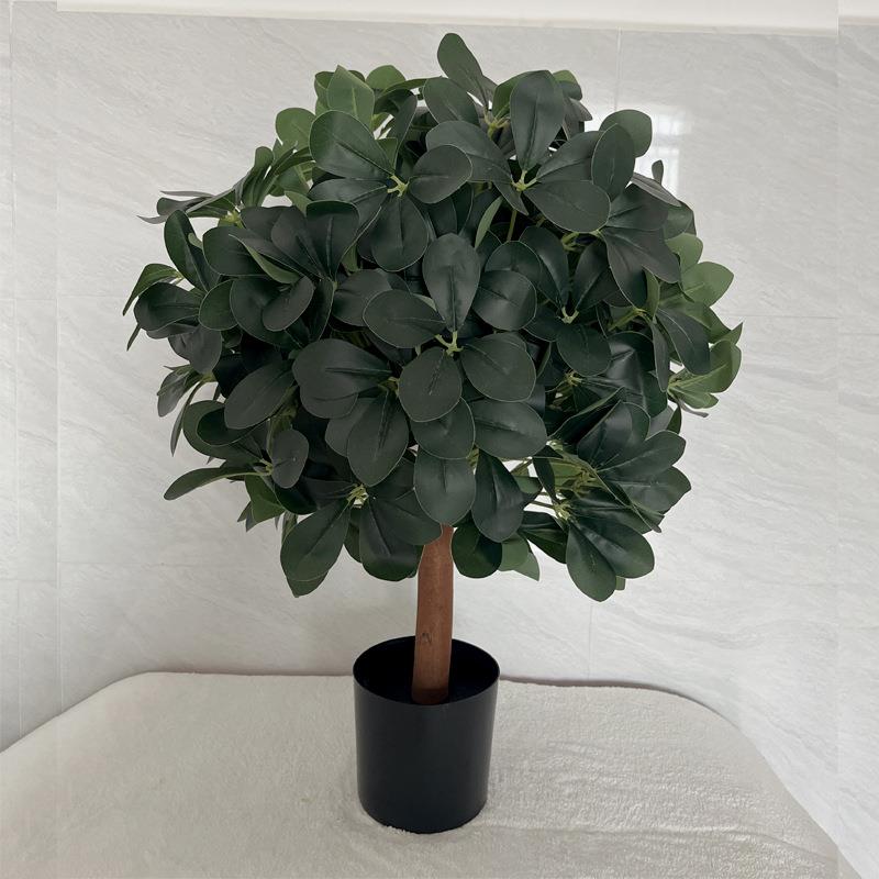 仿真发财树 鸭掌木盆栽 七星叶 植物绿植插花摆件花卉景观