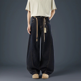 美式 新款 潮牌锁色老钱风牛仔裤 弯刀复古男士 王只尚 牛仔裤 2026春