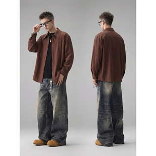 衬衫 韩系设计感品质纯色长袖 老钱风解构痞帅衬衣 2026新款 王只尚