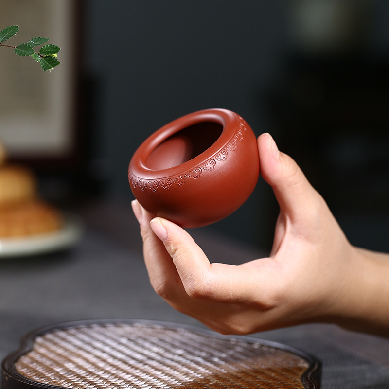清香阁紫砂 手工精制朱泥微型盆 桌面微盆景盆手掌把玩茶台摆件花
