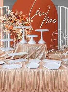 白色铁艺甜品台摆件蛋糕托盘欧式下午茶点心架冷餐茶歇摆台智高圆