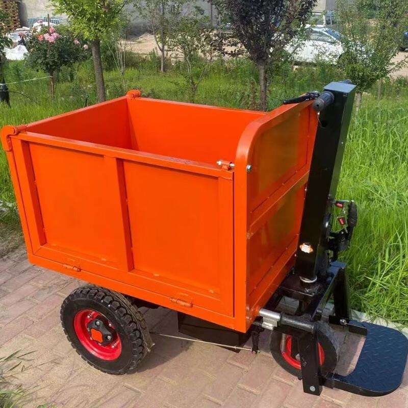 电动手推斜灰斗车翻斗搬运三开门工地用拉沙货水泥农程养殖料粪轮