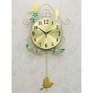 钟表挂钟客厅创意小鸟个性现代装饰挂表简约大气摇摆静音夜光时钟