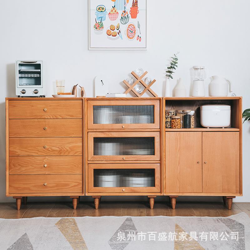 北欧简约实木斗柜组合卧室抽屉式多层收纳柜子客厅开门储物五斗柜