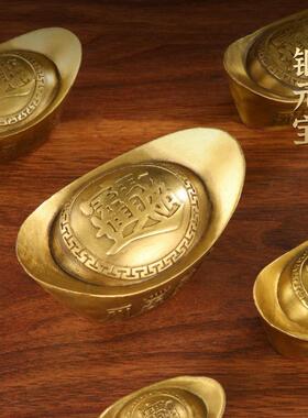 黄铜铜金元宝摆件实心黄铜万两大元宝家居饰品开业礼品金属工艺品
