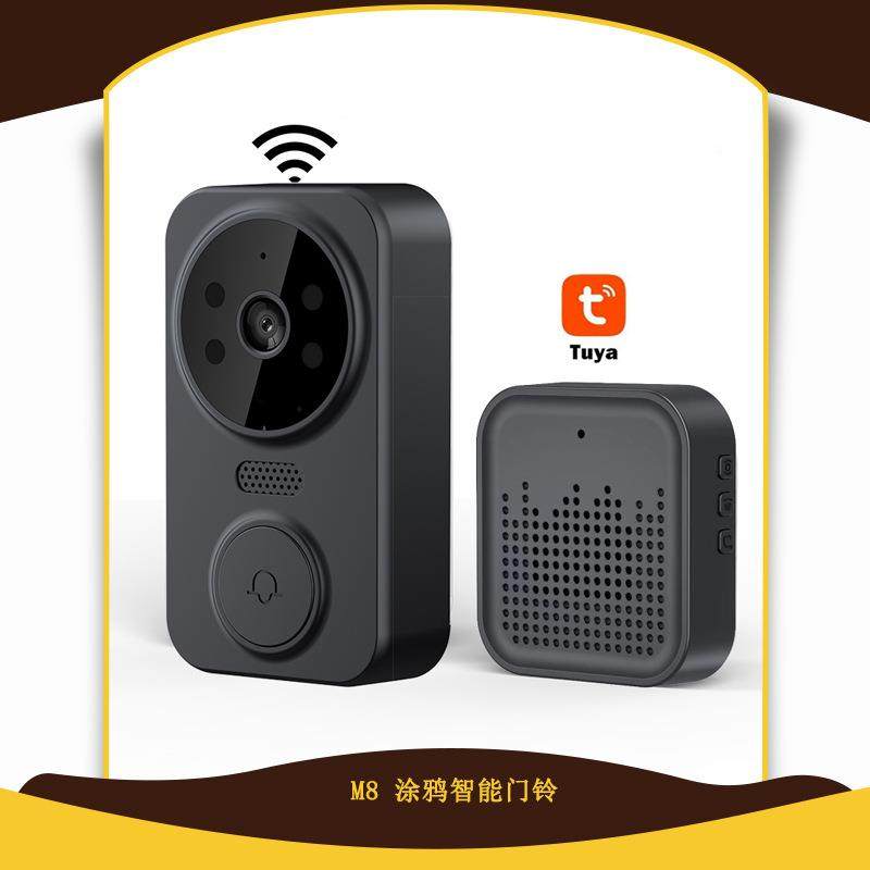 工厂M8wifi智能可视门铃涂鸦无线家用监控对讲门铃夜视监控门铃