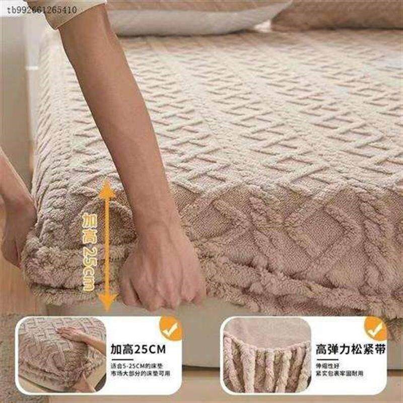 Womens clothingWarm Flannel Fitted Sheet Bedsheet Bed Mattr - 实物图