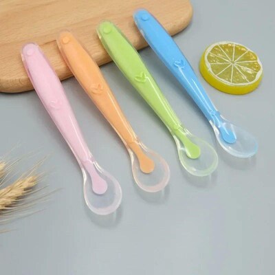 1/2Pcs Silicone Spoon Set Baby Learning to eat Training Spoo