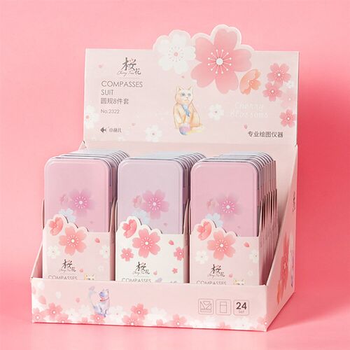 8 In1/Set Compass Ruler Iron Box Binding Mathematical