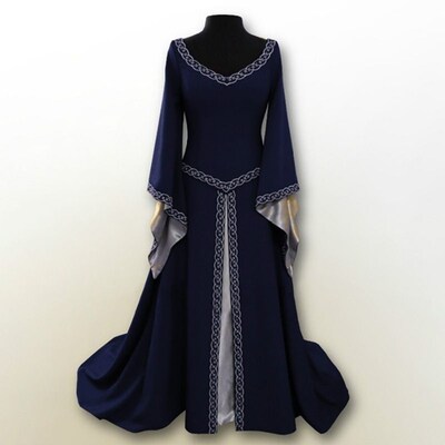 Womens Medieval Renaissance Vintage Long Dress Celtic Queen