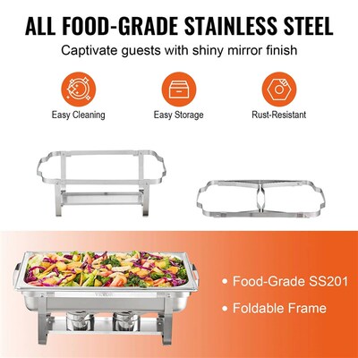 8QT 2 Pack Chafing Dish Buffet Set Stainless Chafer w/ 2 Ful