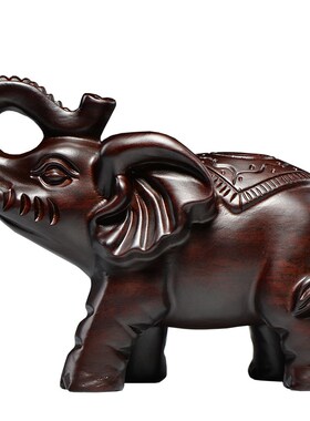黑檀木大象雕刻摆件红木家居办公室木头象装饰工艺品开业桌面室内