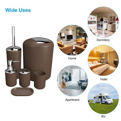 6Pcs Bathroom Accessories Set Bath Ensemble Soap Dish Trash