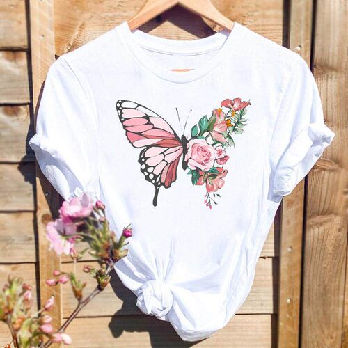 Women Watercolor Spring Butterfly Floral Flower Fashion