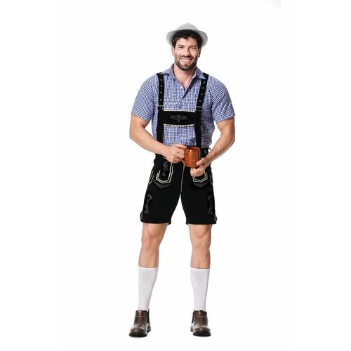 M-XXL Men German Oktoberfest Lederhosen Costume Short Sleeve