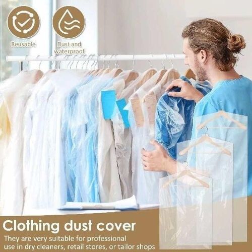 60 Pcs Garment Bags for Hanging Clothes Clear Plastic
