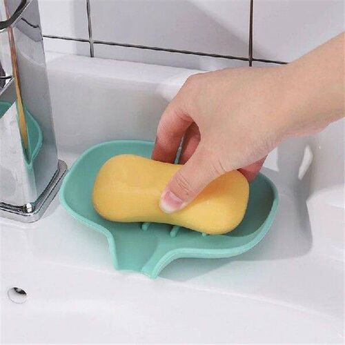Kitchen Soap Tray Silicone Soap Dish Holder Self Draining