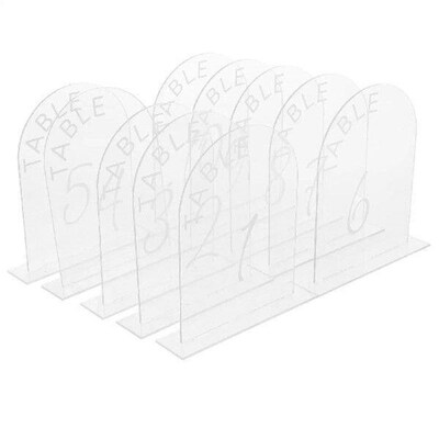 10pcs Acrylic Table Number Signs Frosted Arch Design