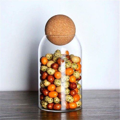 1Pc Cork Glass Coffee Jars With Lid, Kitchen Food Bean Tank