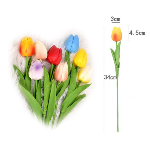 5pcs Tulip PU Artificial Flower Real Touch Bouquet Fake Flow
