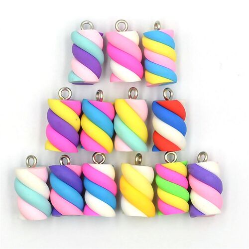 10pcs/Lots Colorful Gummy Earring Resin Charms Cute Macaron