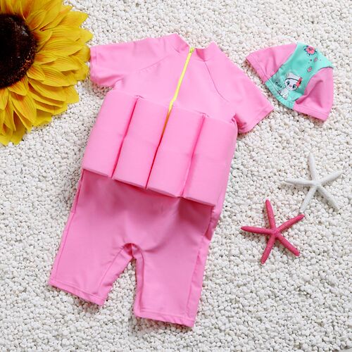 Children swimwear Girl&Boy Swim One-Piece Suit Detachable Fl