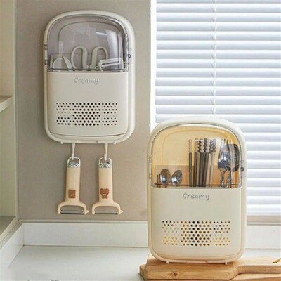 Plastic Wall-mounted Cutlery Holder Space Saving Dustproof
