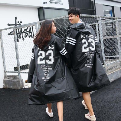 Lovers Black Raincoat Fashion Couple Rainwear EVA Men Rainco