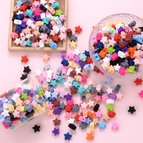 14mm 50Pcs/Lot Silicone Beads Five-pointed Star Shape Baby T