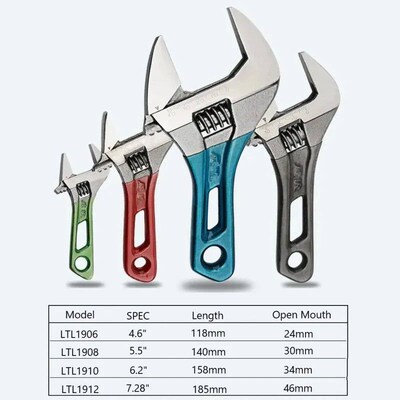Adjustable Wrench with Short Handle & Large Opening  Laser