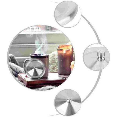 2 Pcs Stainless Steel Lid Leakproof Cup Mug Cover Practical