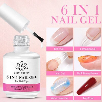 15ML 6 IN 1 Nail Glue Gel for Acrylic Nails Soak off Base