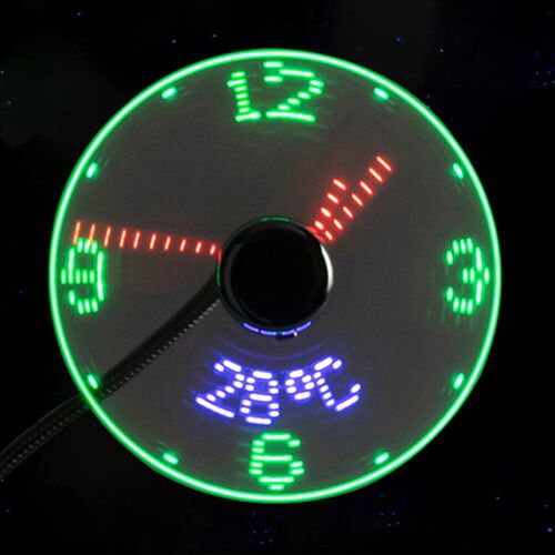 Clock Fans Time Temperature Display LED Clock Fan DC 5V Mini
