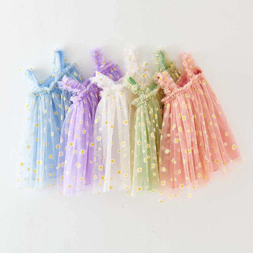 INS Childrens Dress Summer New Sling Girls Dress Embroider