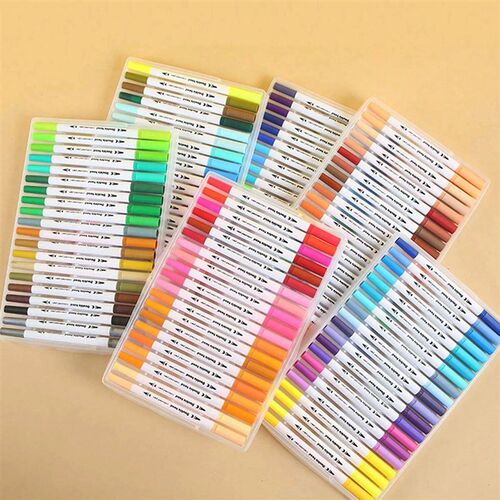12/24/36/48/60/80/100/120 Color Dual Markers Brush Pen Fine