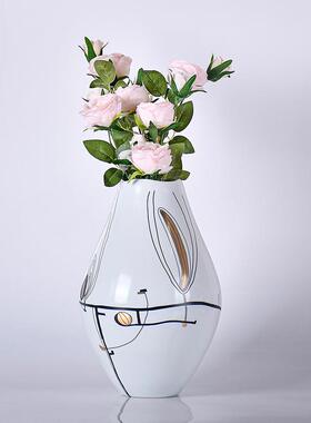 新中式家居陶瓷展件日式台面饰品意风格花器示柜组J1255摆合花写